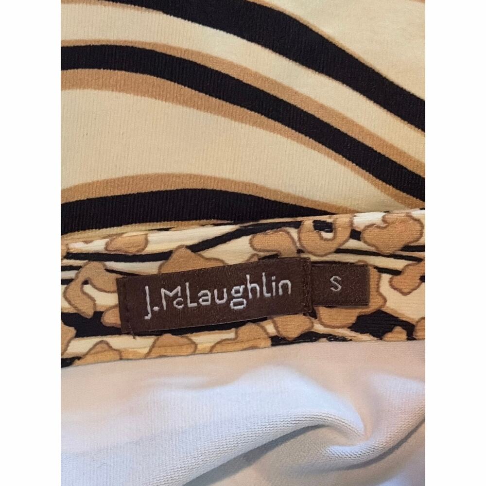 J McLaughlin Dress Small Wavy Stripe Animal Print Trim 3/4 Sleeve Button - Picture 9 of 11